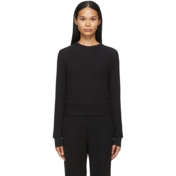 SKIMS Black Waffle Long Sleeve T-Shirt Size Medium. NWT!